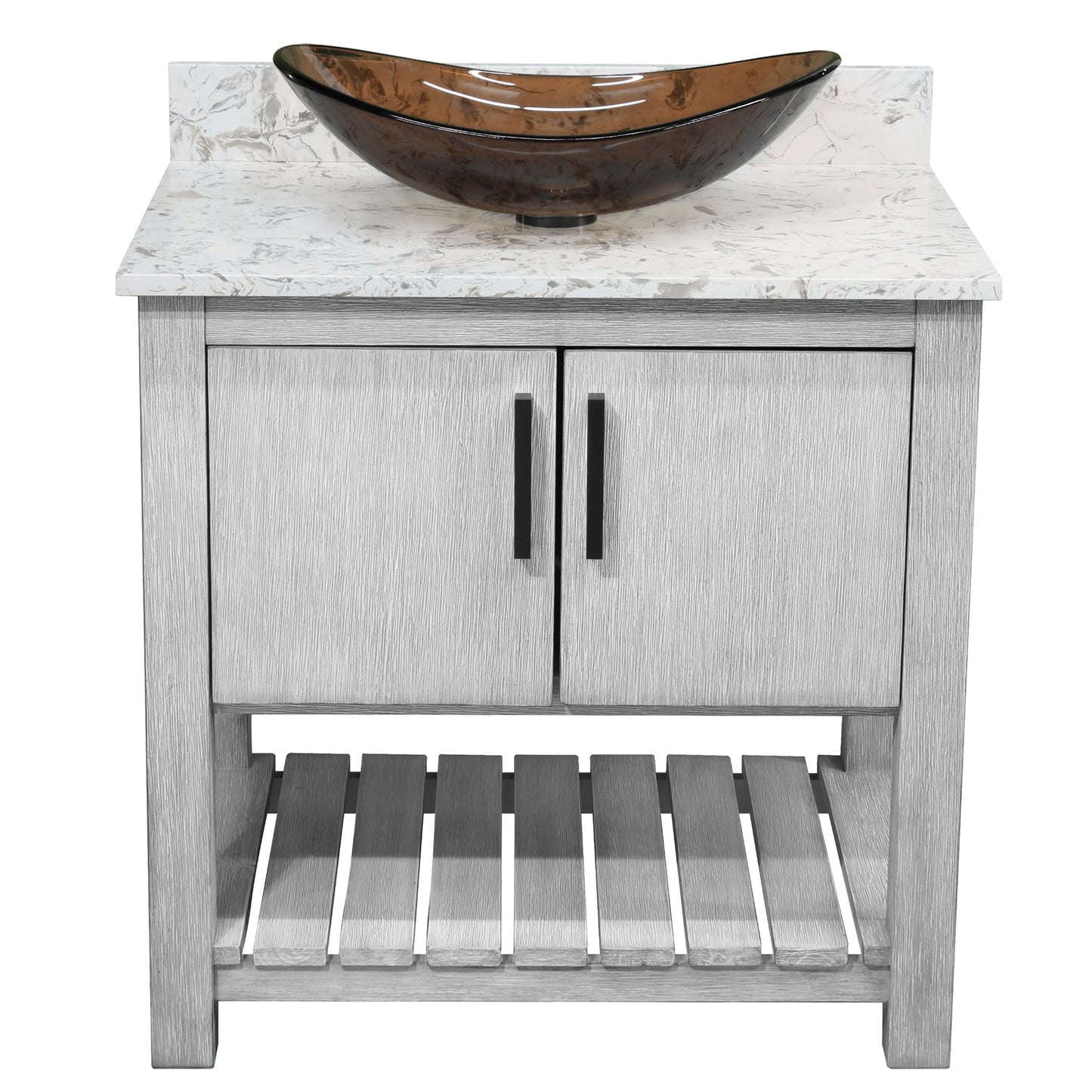 30-inch Bath Vanity with Café Mocha Quartz Counter and Sink - NOBV-30SG-6001-324T