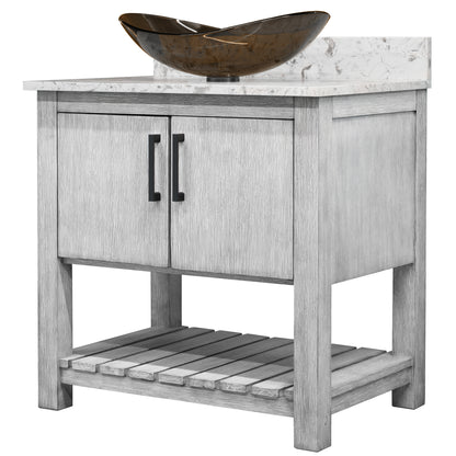 30-inch Bath Vanity with Café Mocha Quartz Counter and Sink - NOBV-30SG-6001-324T