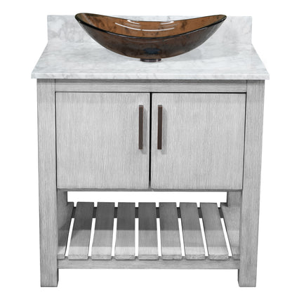 30-inch Bath Vanity with Carrara White Marble Counter and Sink - NOBV-30SG-CAR-324T