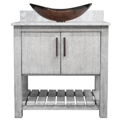 30-inch Bath Vanity with Carrara White Marble Counter and Sink - NOBV-30SG-CAR-324T