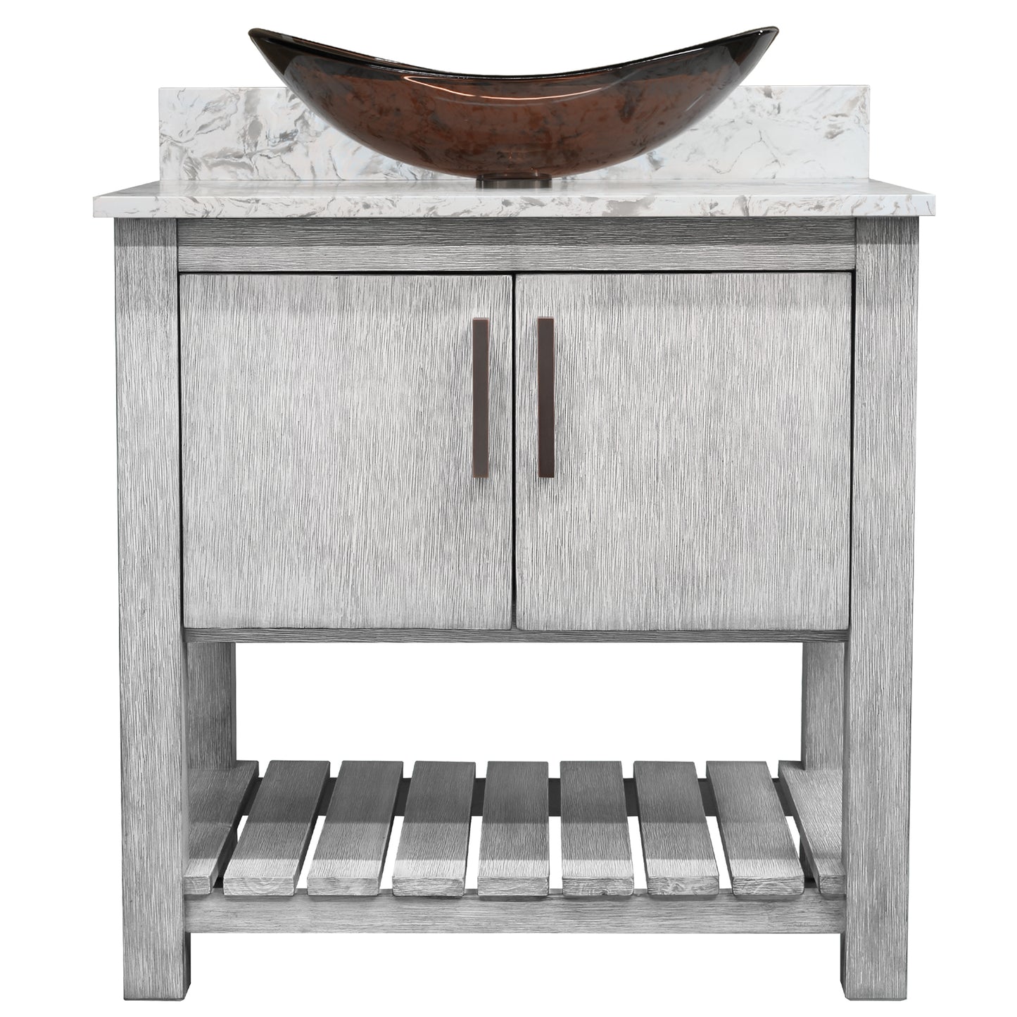 30-inch Bath Vanity with Café Mocha Quartz Counter and Sink - NOBV-30SG-6001-324T