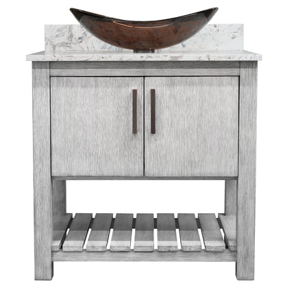 30-inch Bath Vanity with Café Mocha Quartz Counter and Sink - NOBV-30SG-6001-324T