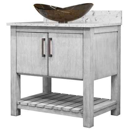 30-inch Bath Vanity with Café Mocha Quartz Counter and Sink - NOBV-30SG-6001-324T