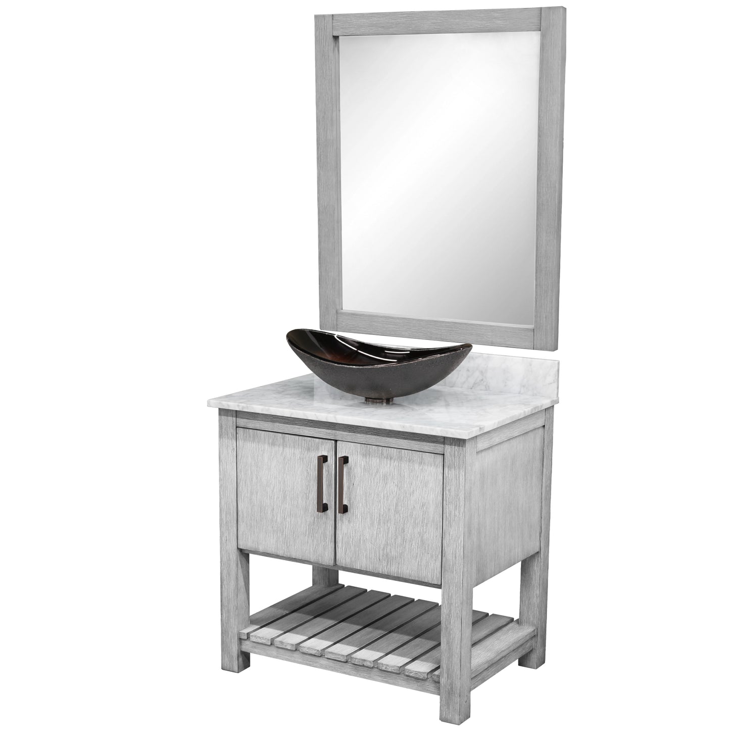 30-inch Bath Vanity with Carrara White Marble Counter and Sink - NOBV-30SG-CAR-0088031