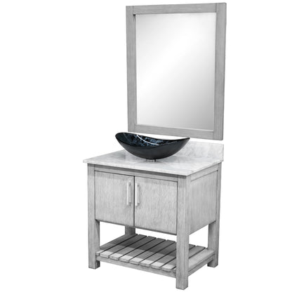 30-inch Bath Vanity with Carrara White Marble Counter and Sink, NOBV-30SG-CAR-G012-8031