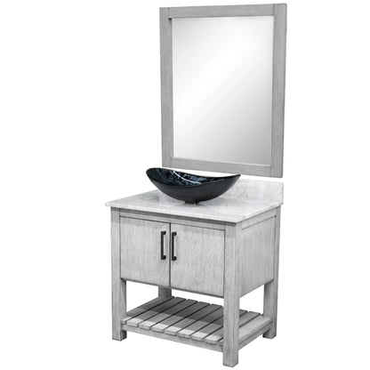 30-inch Bath Vanity with Carrara White Marble Counter and Sink, NOBV-30SG-CAR-G012-8031