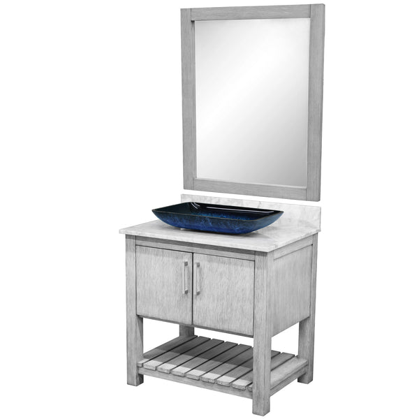 30-inch Bath Vanity with Carrara White Marble Counter and Sink, NOBV-30SG-CAR-19034