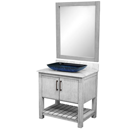 30-inch Bath Vanity with Carrara White Marble Counter and Sink, NOBV-30SG-CAR-19034