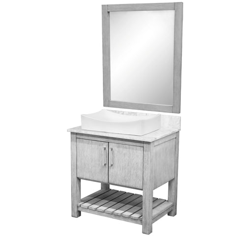30-inch Bath Vanity with Carrara White Marble Counter and Sink - NOBV-30SG-CAR-01141