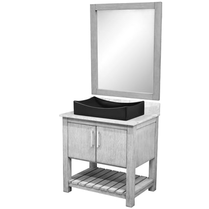 30-inch Bath Vanity with Carrara White Marble Counter and Sink - NOBV-30SG-CAR-1141MB