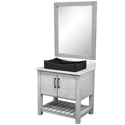 30-inch Bath Vanity with Carrara White Marble Counter and Sink - NOBV-30SG-CAR-1141MB