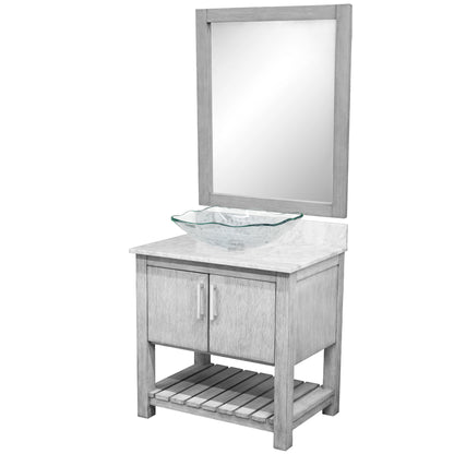 30-inch Bath Vanity with Carrara White Marble Counter and Sink - NOBV-30SG-CAR-317C