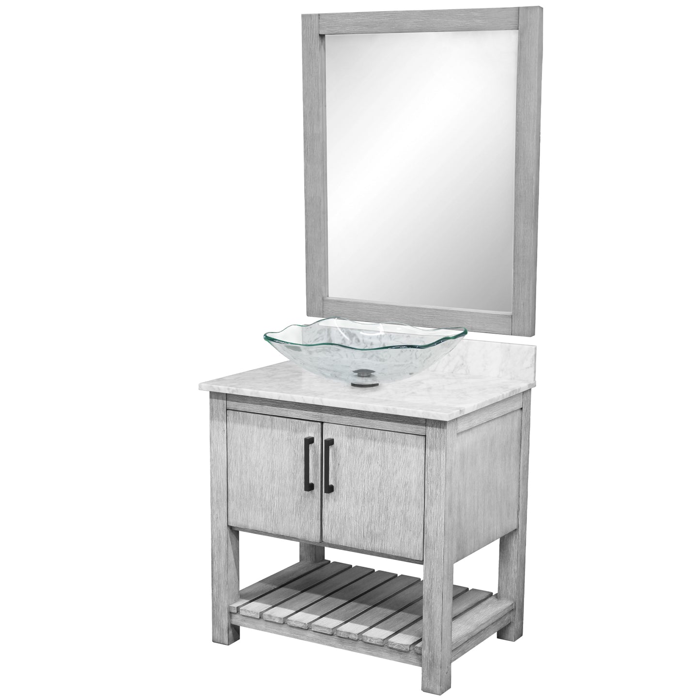 30-inch Bath Vanity with Carrara White Marble Counter and Sink - NOBV-30SG-CAR-317C