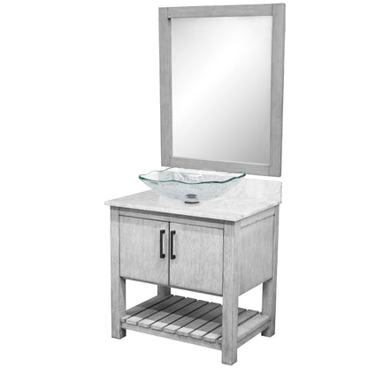 30-inch Bath Vanity with Carrara White Marble Counter and Sink - NOBV-30SG-CAR-317C
