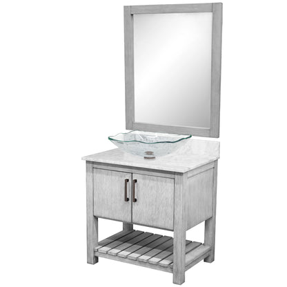 30-inch Bath Vanity with Carrara White Marble Counter and Sink - NOBV-30SG-CAR-317C