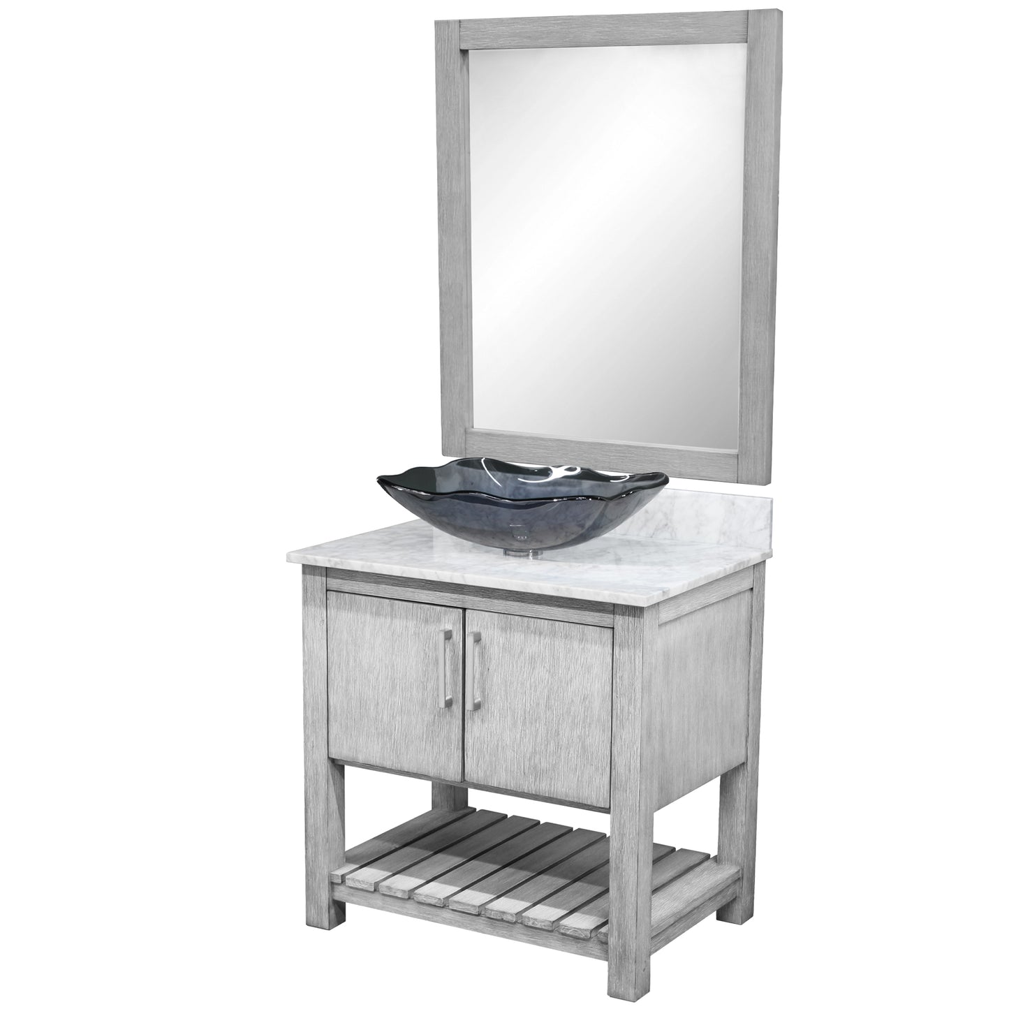 30-inch Bath Vanity with Carrara White Marble Counter and Sink - NOBV-30SG-CAR-317G