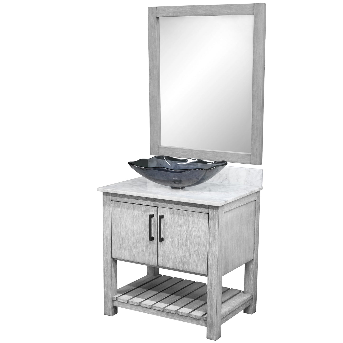 30-inch Bath Vanity with Carrara White Marble Counter and Sink - NOBV-30SG-CAR-317G