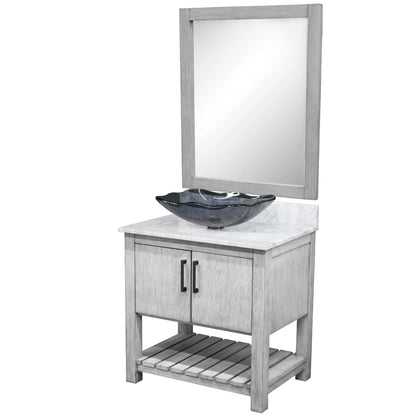 30-inch Bath Vanity with Carrara White Marble Counter and Sink - NOBV-30SG-CAR-317G