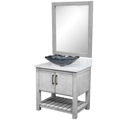 30-inch Bath Vanity with Carrara White Marble Counter and Sink - NOBV-30SG-CAR-317G