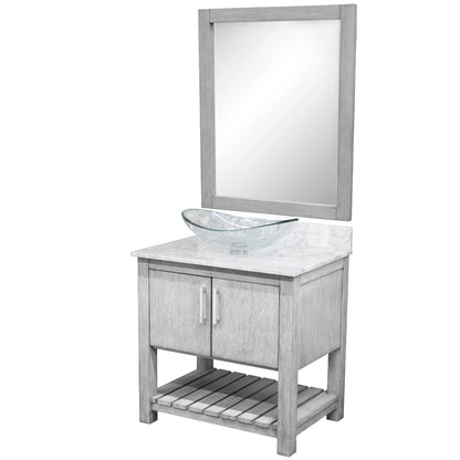 30-inch Bath Vanity with Carrara White Marble Counter and Sink - NOBV-30SG-CAR-324C