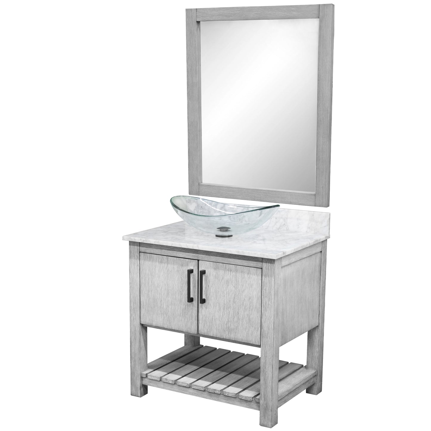 30-inch Bath Vanity with Carrara White Marble Counter and Sink - NOBV-30SG-CAR-324C