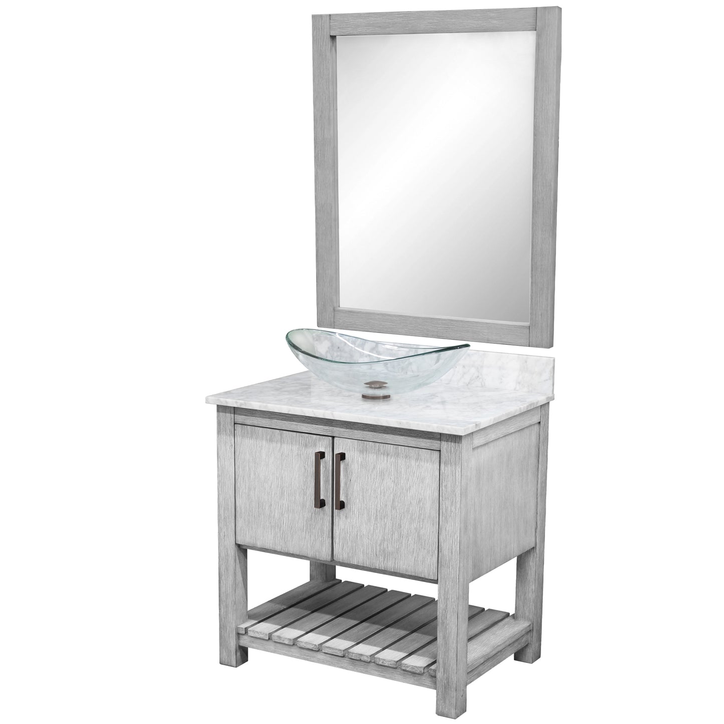 30-inch Bath Vanity with Carrara White Marble Counter and Sink - NOBV-30SG-CAR-324C