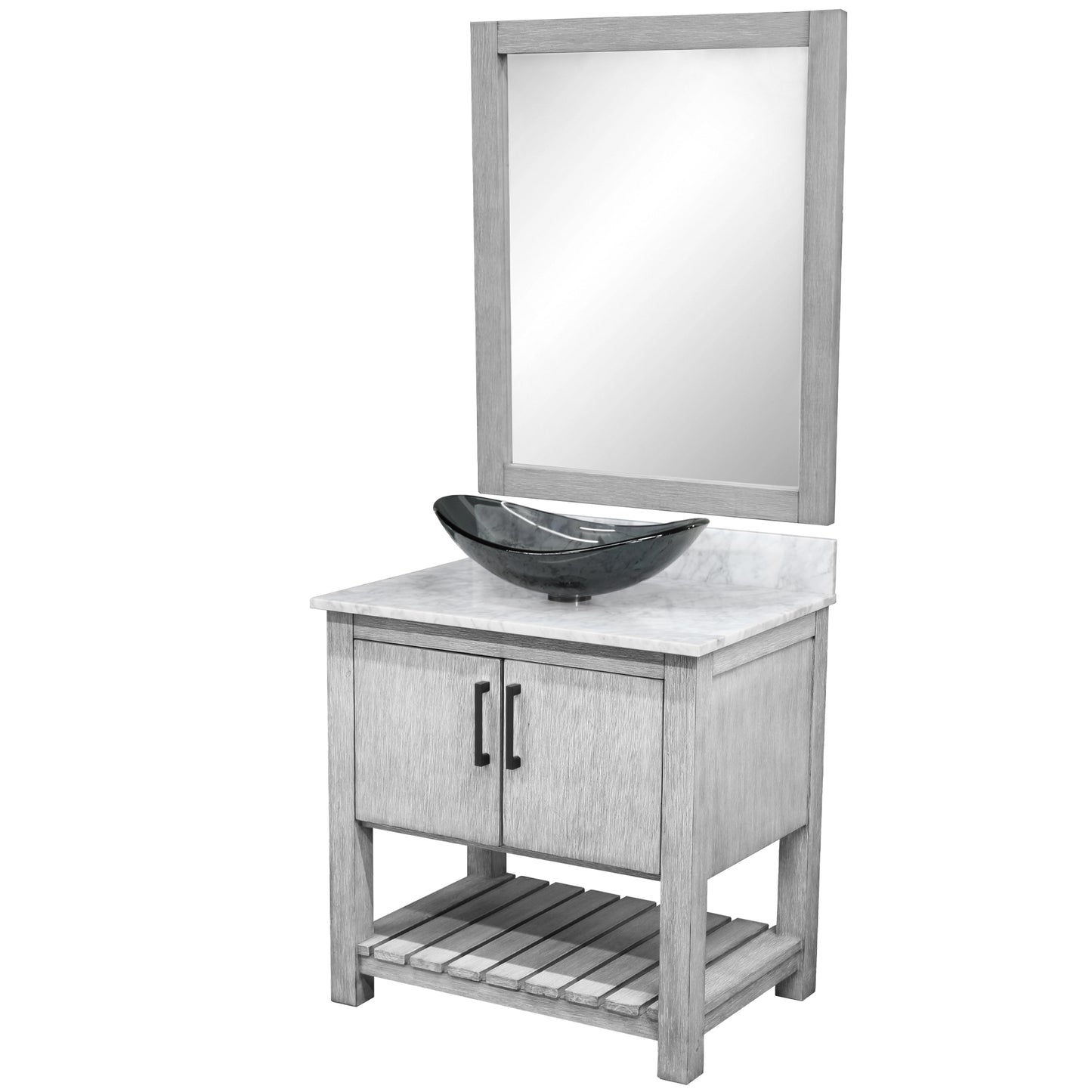 30-inch Bath Vanity with Carrara White Marble Counter and Sink - NOBV-30SG-CAR-324G