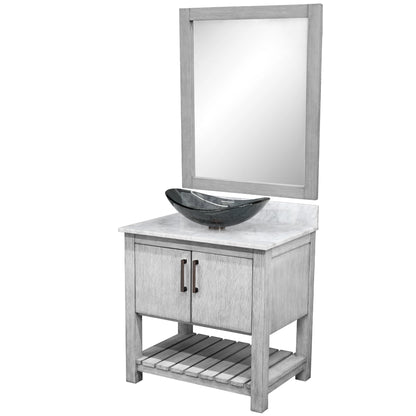 30-inch Bath Vanity with Carrara White Marble Counter and Sink - NOBV-30SG-CAR-324G
