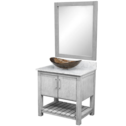 30-inch Bath Vanity with Carrara White Marble Counter and Sink - NOBV-30SG-CAR-324T