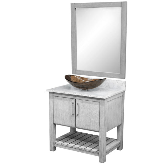 30-inch Bath Vanity with Carrara White Marble Counter and Sink - NOBV-30SG-CAR-324T