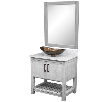 30-inch Bath Vanity with Carrara White Marble Counter and Sink - NOBV-30SG-CAR-324T