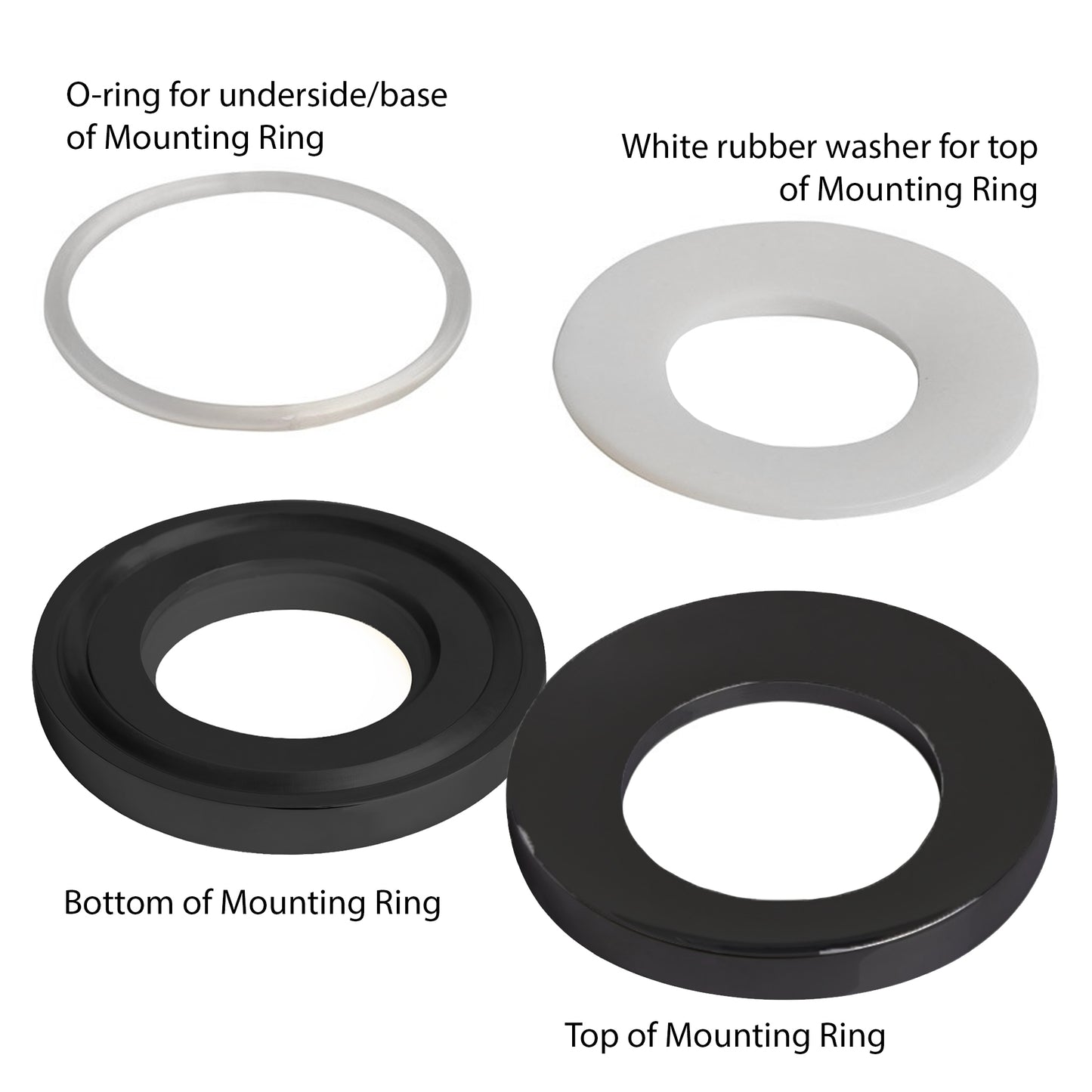 mounting ring spacers for vessel sinks