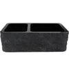 Farmhouse Kitchen Sink in Black Granite with Chiseled Apron