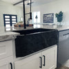 Single Bowl Kitchen Sink in Black Granite with Natural Chiseled Apron - NKS-SBNAN