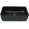 Single Bowl Kitchen Sink in Black Granite Chiseled Apron