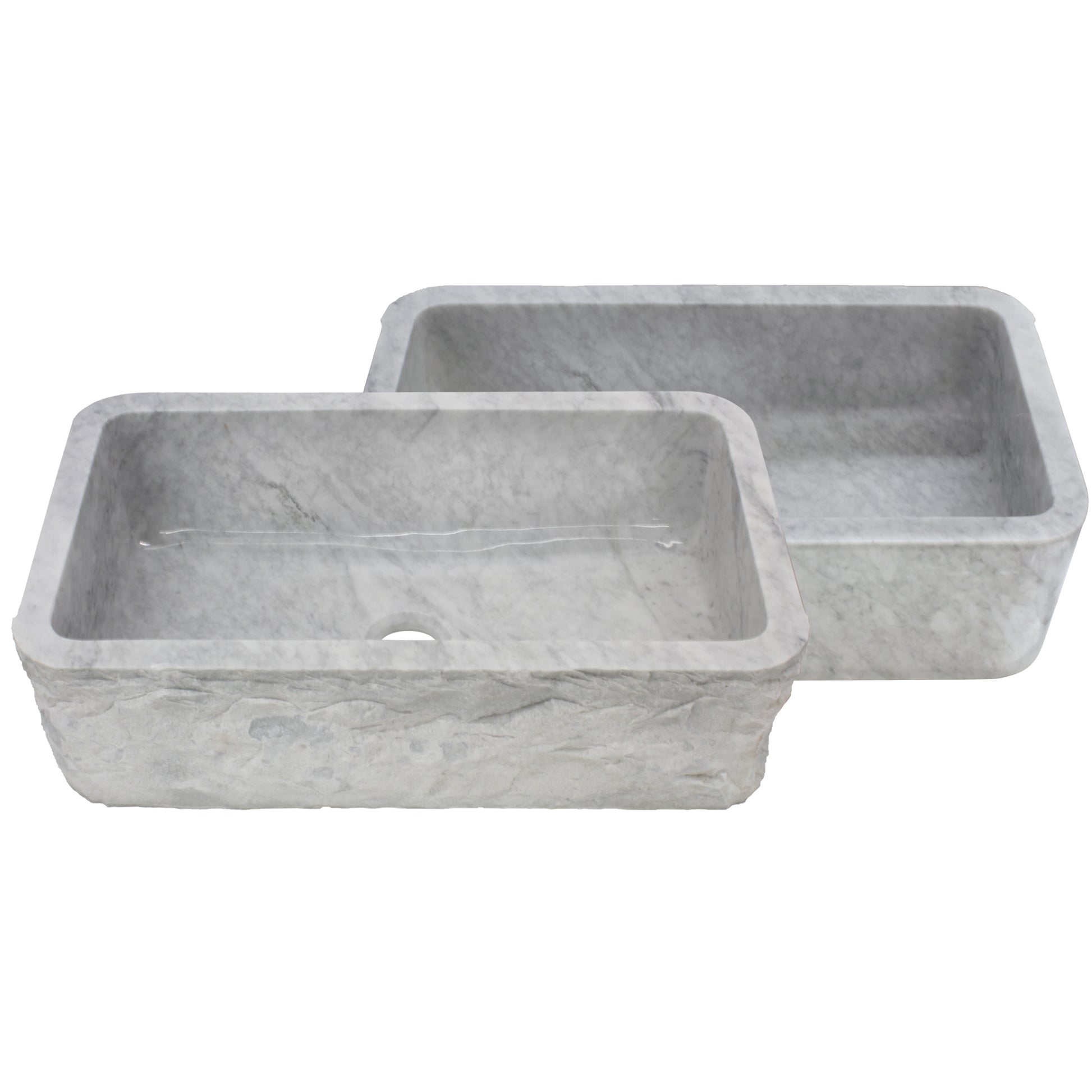 Carrera white marble kitchen stone sink