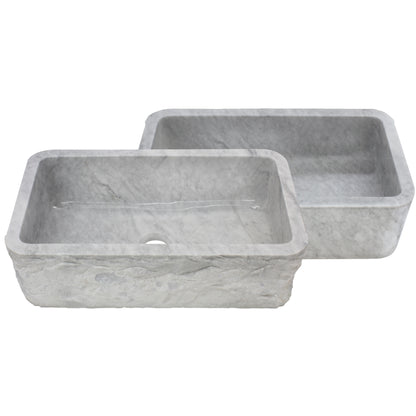 Carrera white marble kitchen stone sink