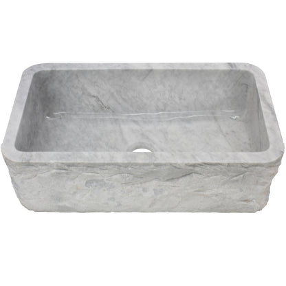 Carrera white marble kitchen stone sink