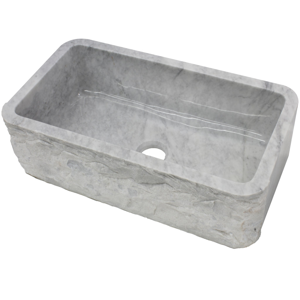 Carrera white marble kitchen stone sink