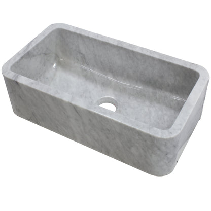 Carrera white marble kitchen stone sink