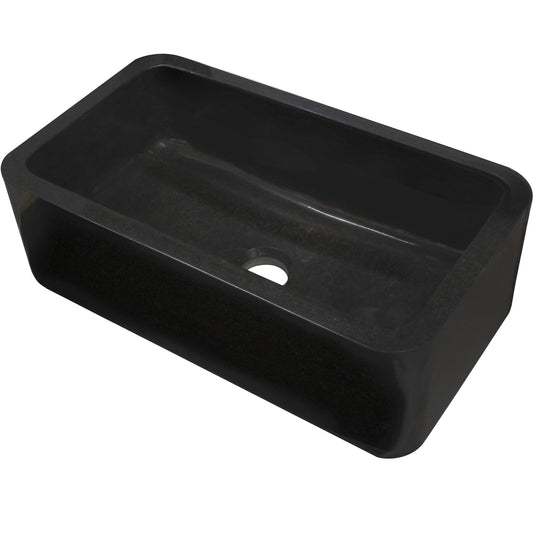Single Bowl Kitchen Sink in Absolute Black Granite