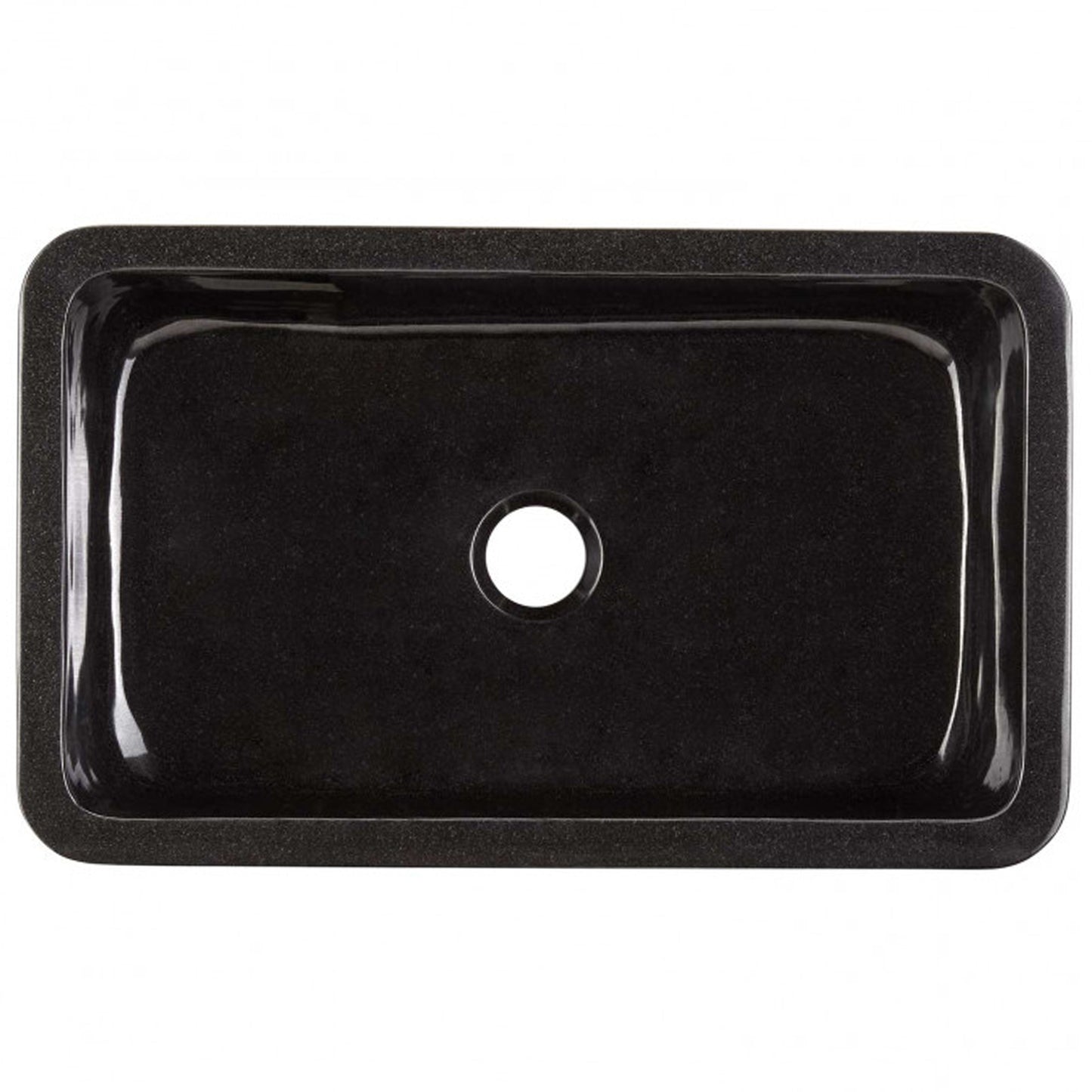 Single Bowl Kitchen Sink in Absolute Black Granite