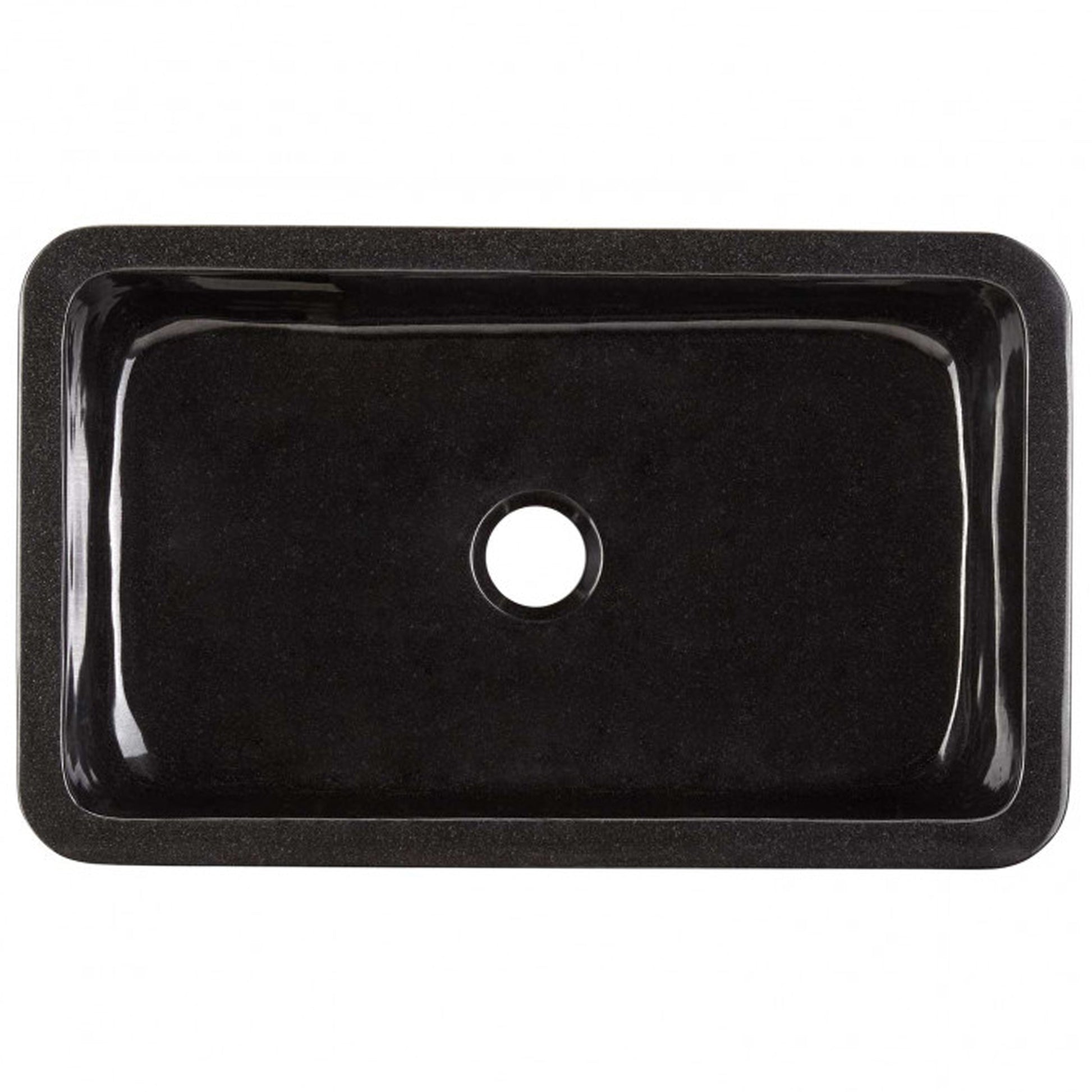 Single Bowl Kitchen Sink in Absolute Black Granite