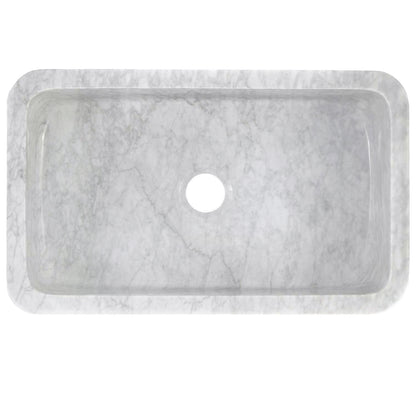 Single Bowl Kitchen Sink in Carrara White Marble with Polished Apron - NKS-SBPCW