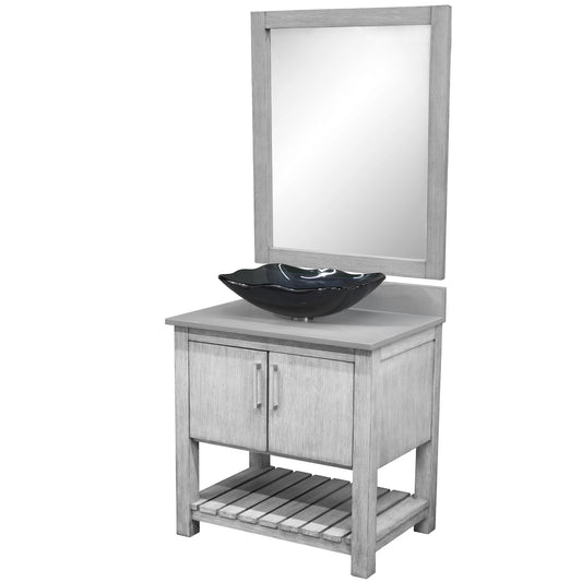 30-inch Bath Vanity with Storm Grey Quartz Counter and Sink - NOBV-30SG-280-317G