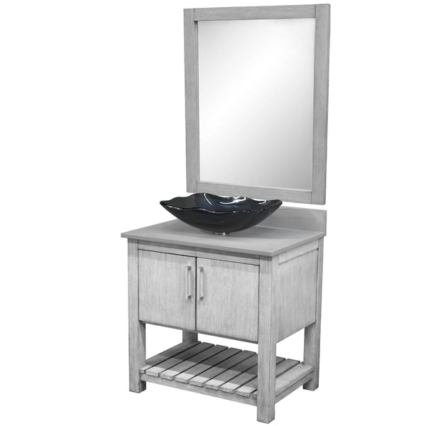 30-inch Bath Vanity with Storm Grey Quartz Counter and Sink - NOBV-30SG-280-317G