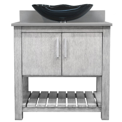 30-inch Bath Vanity with Storm Grey Quartz Counter and Sink - NOBV-30SG-280-317G