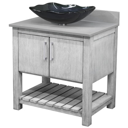 30-inch Bath Vanity with Storm Grey Quartz Counter and Sink - NOBV-30SG-280-317G