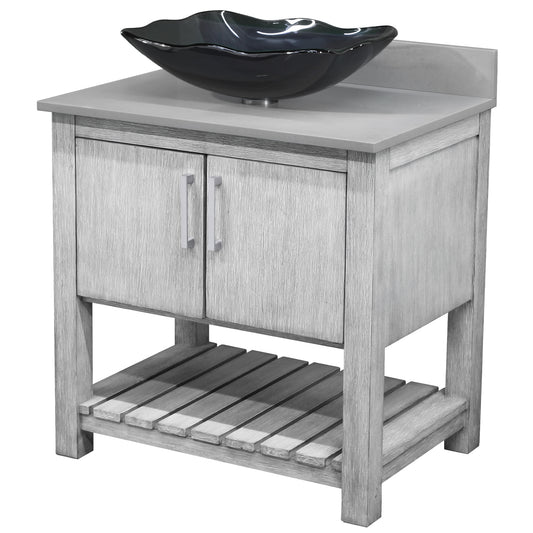 30-inch Bath Vanity with Storm Grey Quartz Counter and Sink - NOBV-30SG-280-317G