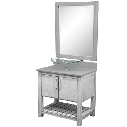 30-inch Bath Vanity with Storm Grey Quartz Counter and Sink - NOBV-30SG-280-324C